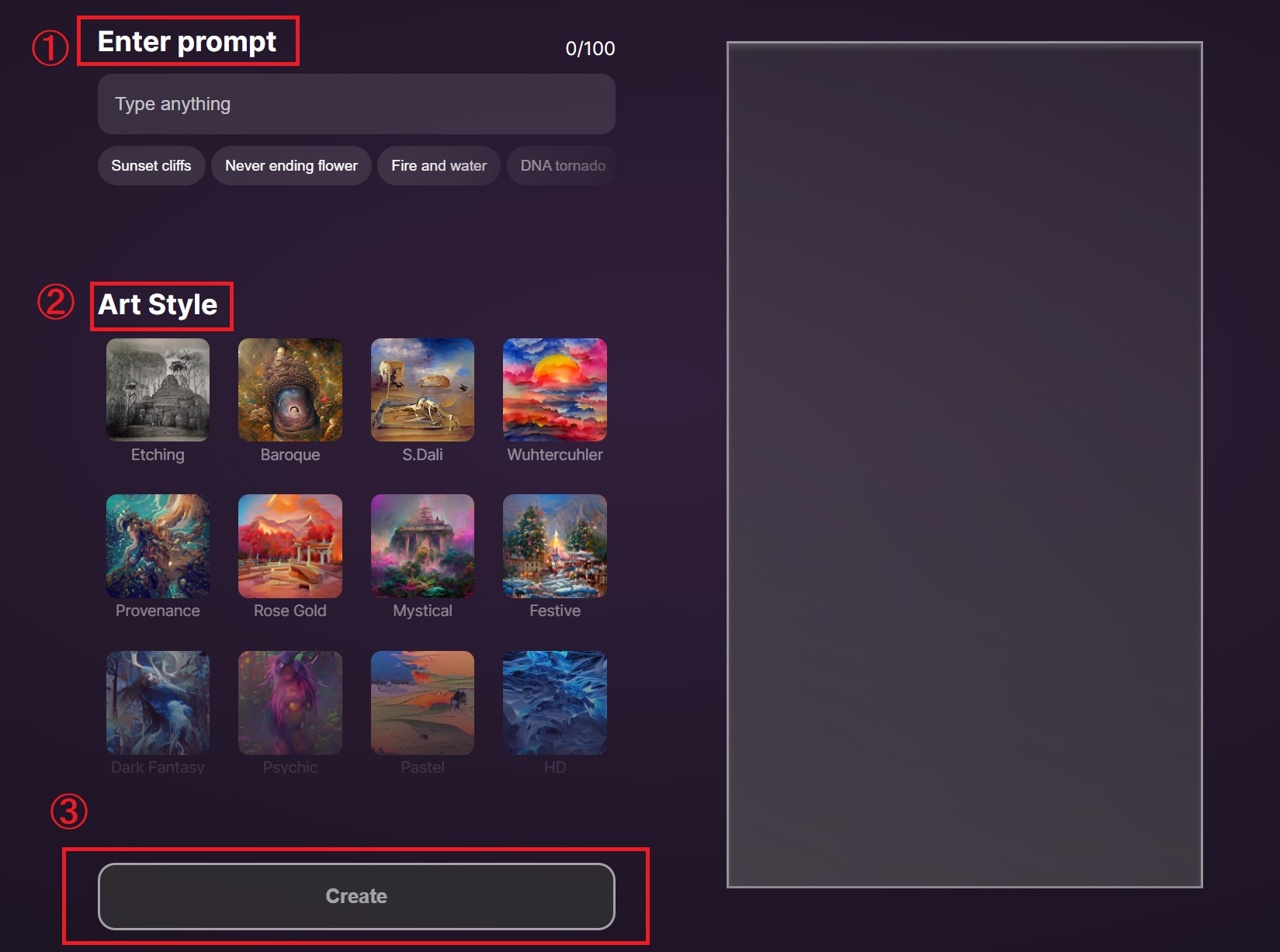 enter-prompt-art-style-create