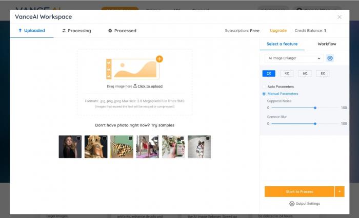 VanceAI Image Upscaler_step 1