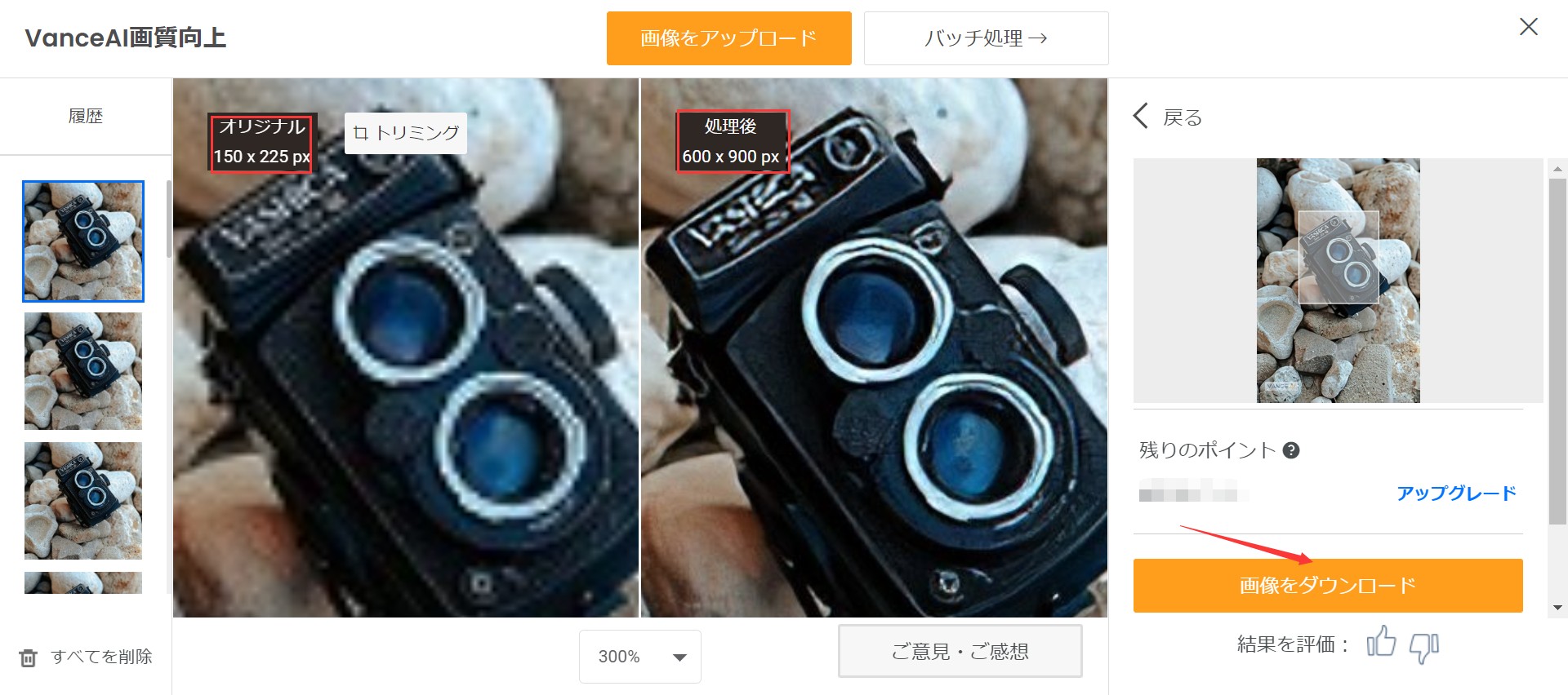 写真をポスターサイズにするSTEP3 VanceAI画像拡大
