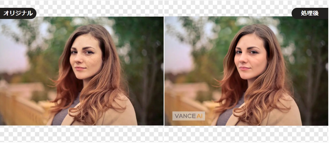 顔画像を加工した効果図　VanceAI顔写真レタッチ