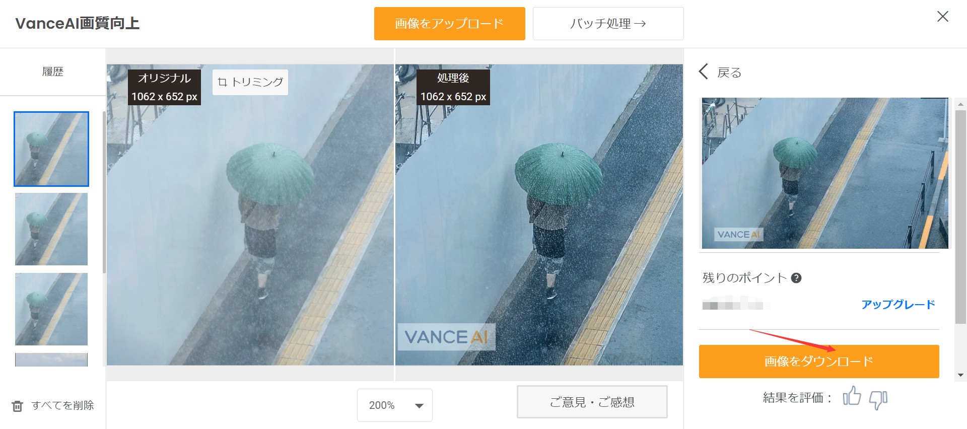 画像をくっきりさせる方法STEP3 VanceAI画像鮮明化