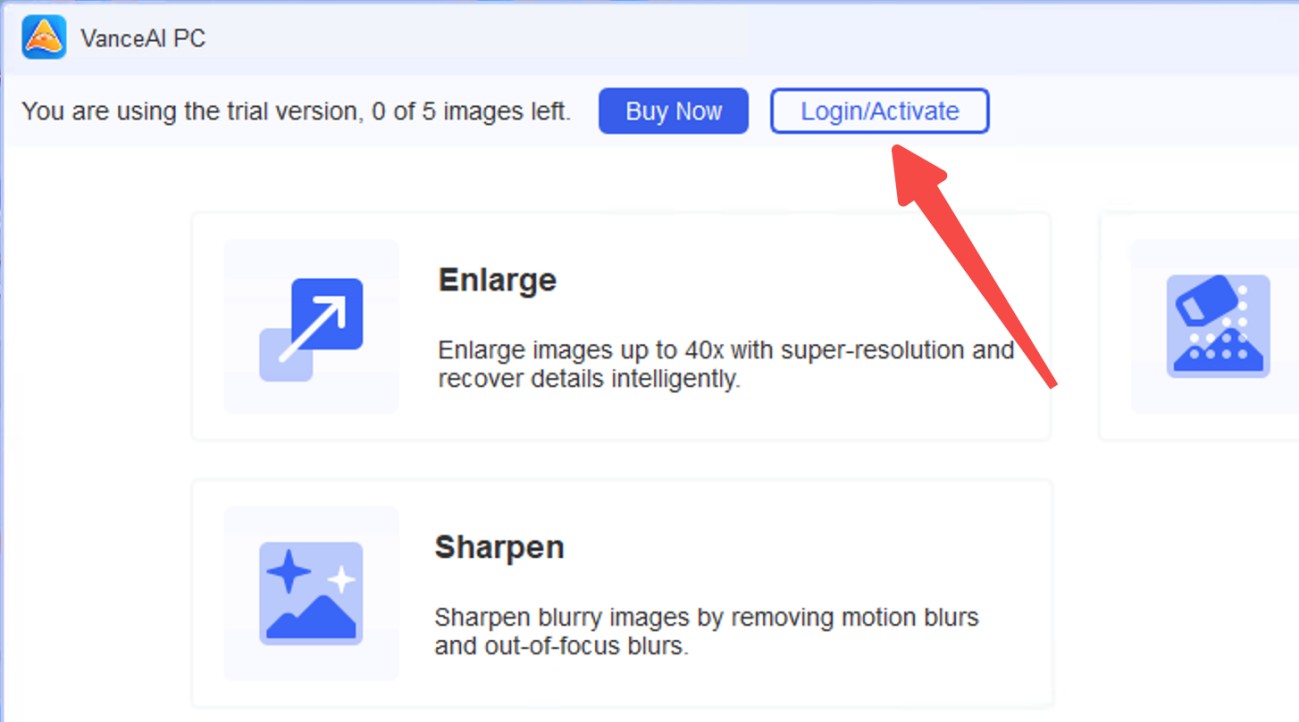 Click on the Login/Activate button.