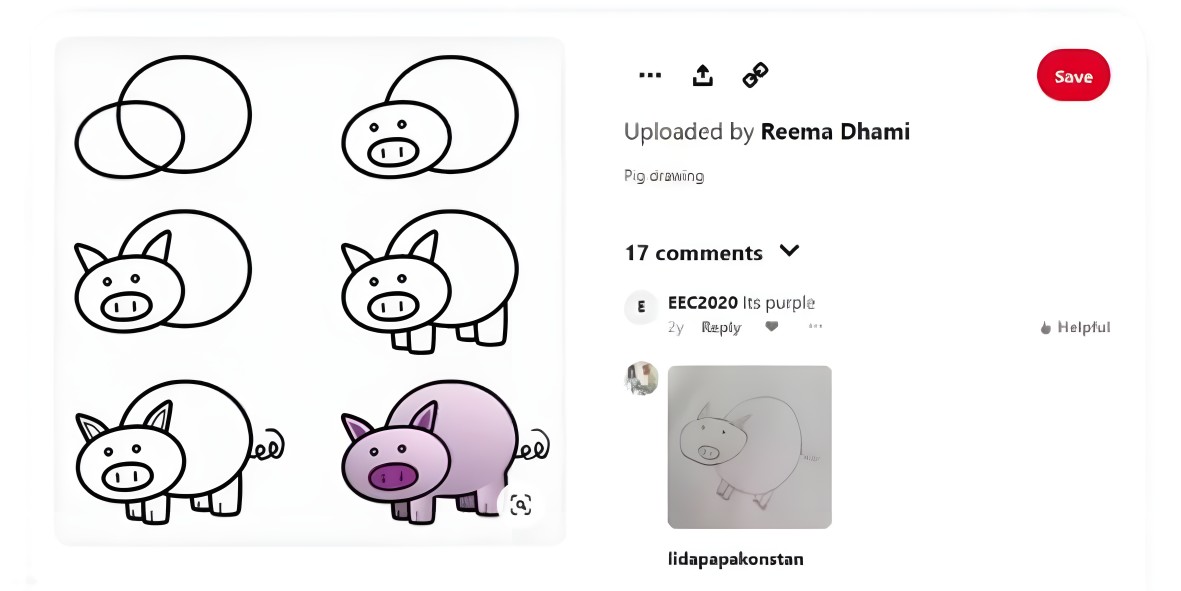 豚の漫画の描画