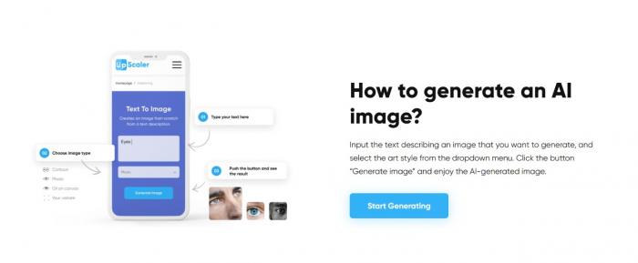 page of Imageupscaler AI Image Generator