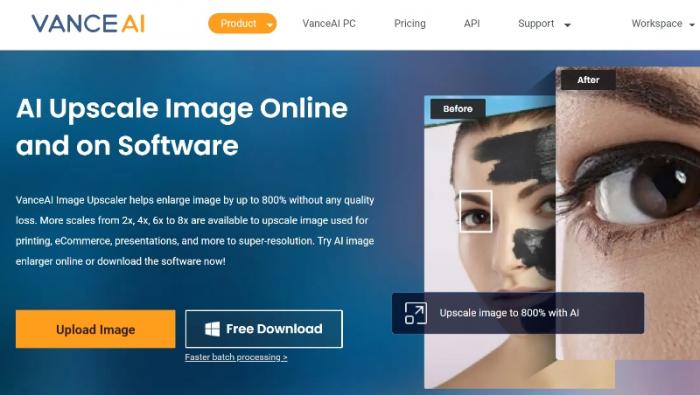 page of VanceAI Image Upscaler