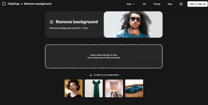 page of ClipDrop Remove Background