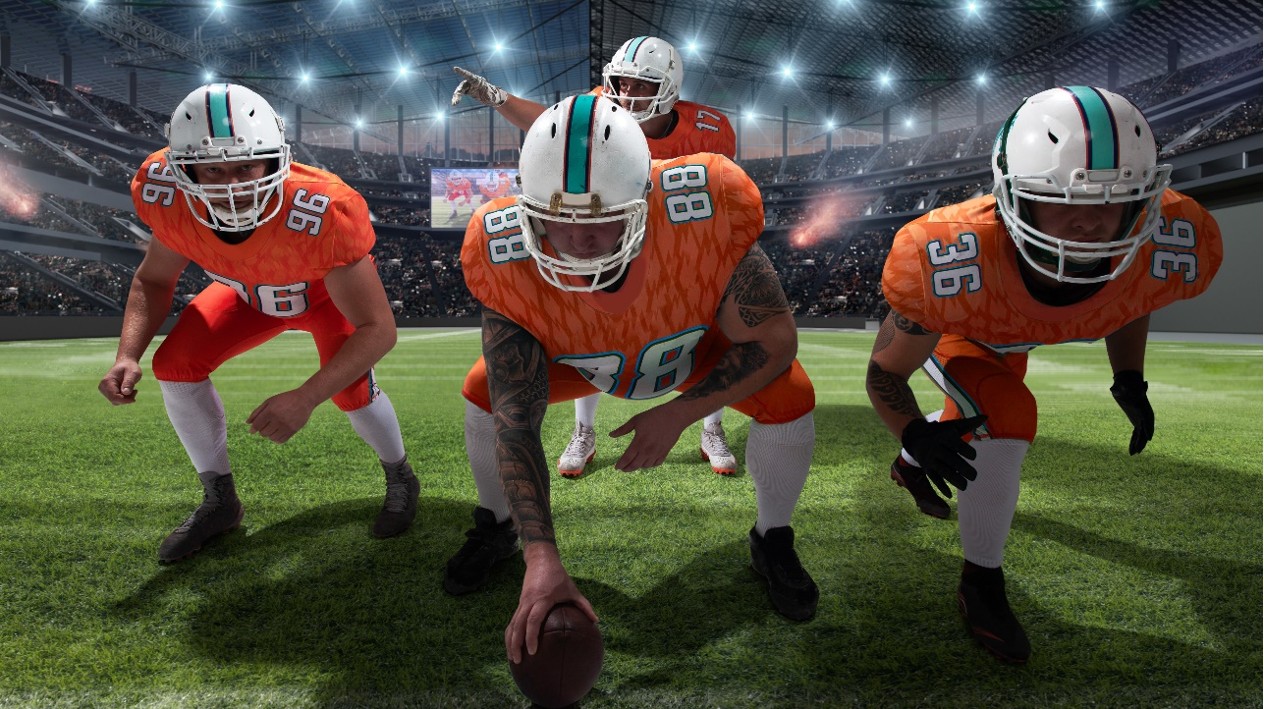 競技道具を持つポーズ