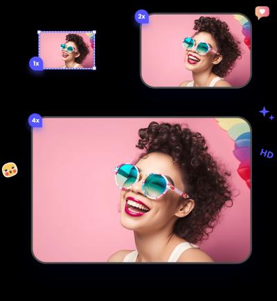 Bild einer Frau mit Locken und Sonnenbrille mit blauen Gläsern vor und nach der Bildbearbeitung