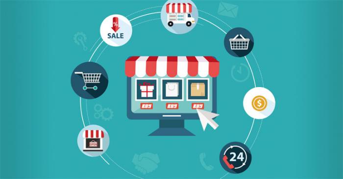 Grafik, die den Kreislauf und die wichtigsten Punkte im E-Commerce anzeigt