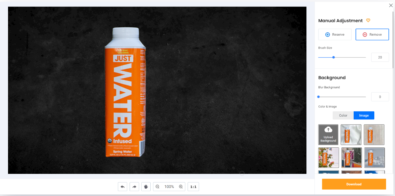 product with black background