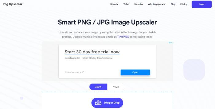 die Benutzeroberfläche von Img.Upscaler zum Bilder hochskalieren