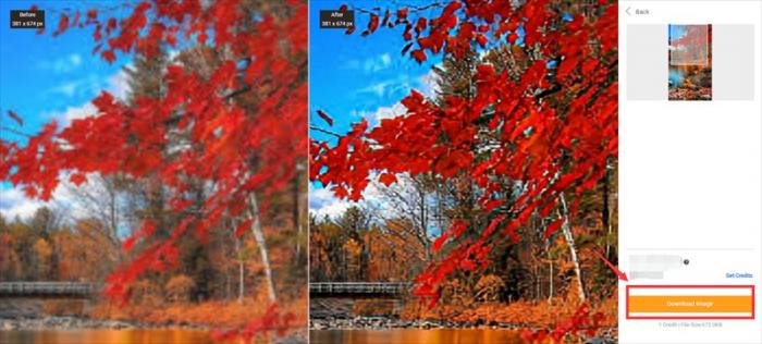 der Button “Bild herunterladen” im VanceAI Image Enhancer