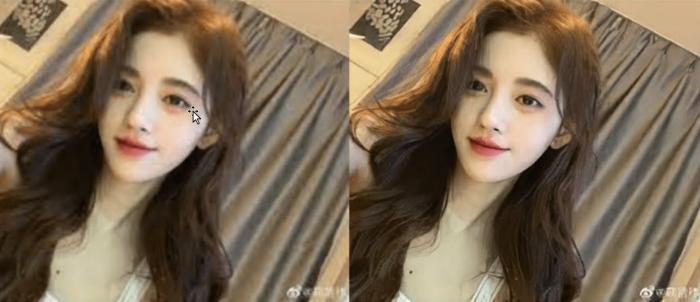 Selfie einer jungen asiatischen Frau vor und nach der Bildschärfung mit VanceAI Image Sharpener