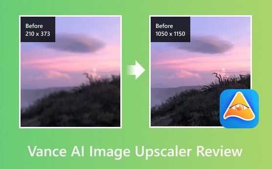 Bild eines Sonnenuntergangs vor und nach der Bildvergrößerung mit dem VanceAI Image Upscaler
