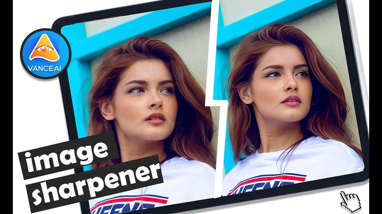Bild einer jungen Frau mit braunen Haaren vor und nach der Bildschärfung mit dem VanceAI Image Sharpener