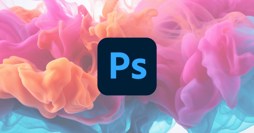 das Photoshop Logo vor einem bunten Hintergrund