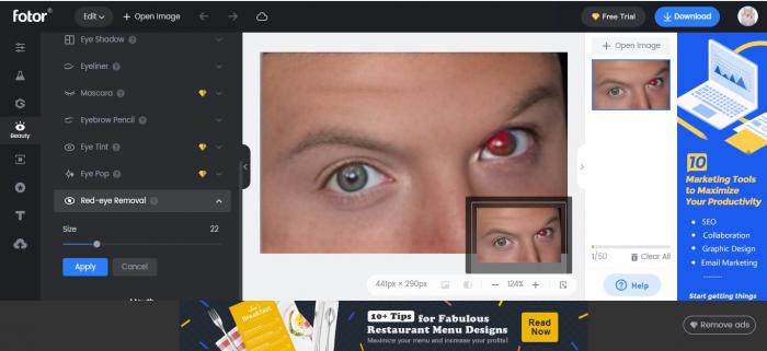Fotor Red Eye Correction