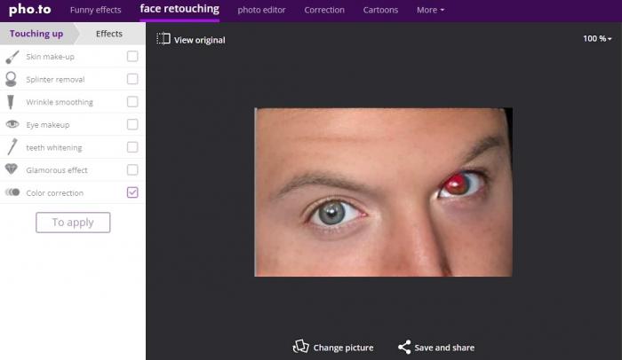 Pho.to Retouch Red Eye Correction