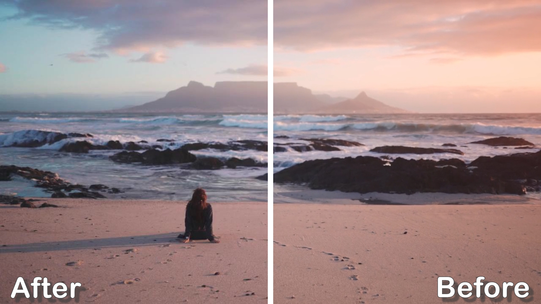 a girl sitting in front of the sea