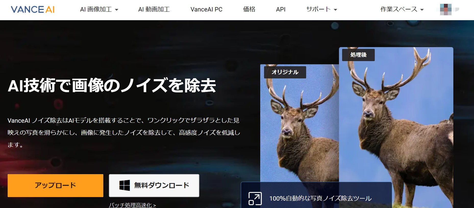 VanceAIノイズ除去