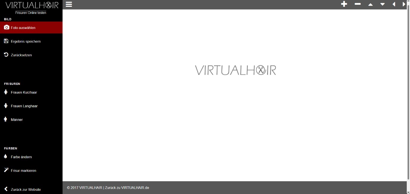 Virtual Hair Benutzeroberfläche